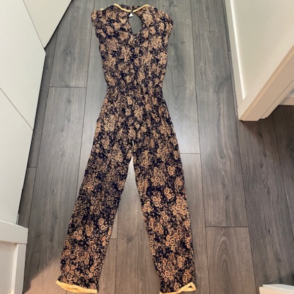 Poupette St. Barth Donna Fringe Trimmed Long Jumpsuit In Navy Dream Size L NWT - Picture 8 of 11